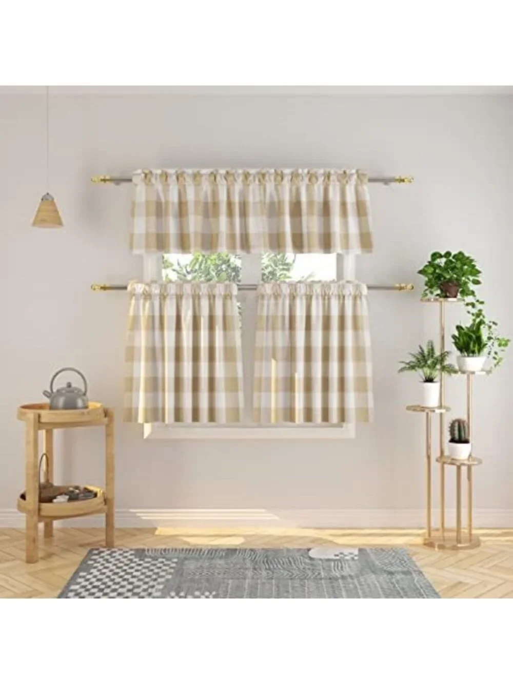 Buffalo Check Kitchen Curtains 36” Plaid Gingham Rod Pocket Farmhouse 2 Panels
